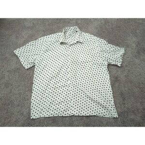 Bullock & Jones Button Up Shirt Mens‎ XXL White Polka Dot Chest Pocket Casual